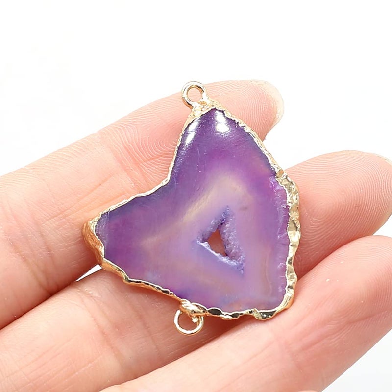 QSLLER 5 Pcs Natural Stone Connectors,Irregular Shape Natural Agate Pendant Charms DIY for Necklace or Jewelry Making (Mixed Colors) - Image 3